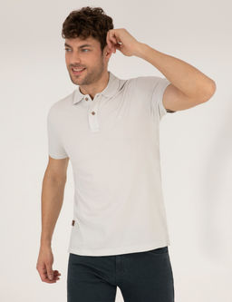 A__k Gri Slim Fit %100 Pamuk Polo Yaka Basic Ti__rt