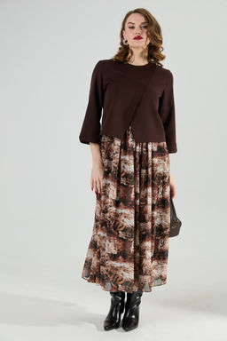 Платье NIKVA н1007-1 шоколад и тигровая абстракция  фото 5