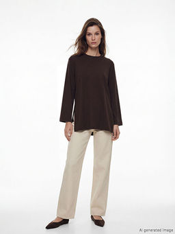 Dik Yaka Oversize Kad?n Sweatshirt Tunik