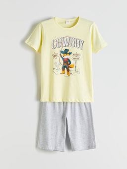 Bisiklet Yaka Erkek ?ocuk ?ortlu Pijama Tak?m?