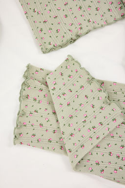 Yesil %100 Pamuklu Cicekli Kurdele/Fiyonklu Fitilli/Pointel Orme Pijama Tak?m? THMSS26PT00010 - Trendyolmilla фото 34