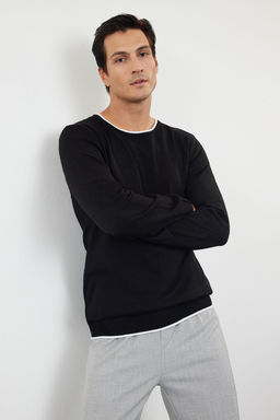 Trendyolmilla Man Lacivert Erkek Slim Fit Dar Kesim Kontrast Yaka Biyeli Kazak TMNAW21KZ2499  фото 2