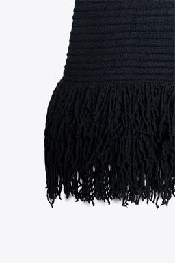 CHECK KNIT FRINGED DRESS - Zara фото 9