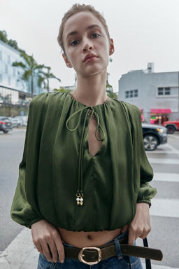 SATIN BALLOON BLOUSE - Zara фото 9