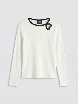 Bisiklet Yaka Kalp Detayl? K?z ?ocuk Ti??rt