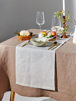 Дорожка на стол «Этель» Straightforward, 40×146 см, лён 100%, плотность 180 г/м², белая/серая
