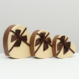 Набор подарочных коробок 3 в 1 Сердца, коричневый, 21?19?9 - 15.5?14?6 см