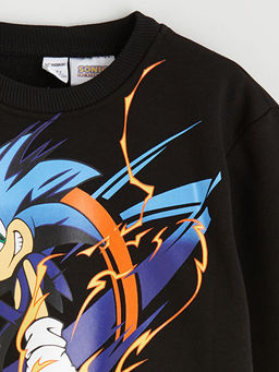 Sonic Bask?l? Erkek ?ocuk Sweatshirt ve Pantolon Tak?m 2li