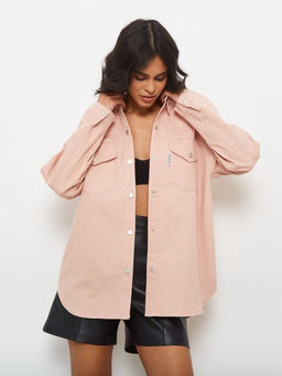 K10182 Джинсовая рубашка ПЕРСИК