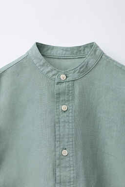 CAMISA CUELLO MAO CON LINO Y ALGOD?N / Verde - Zara фото 4