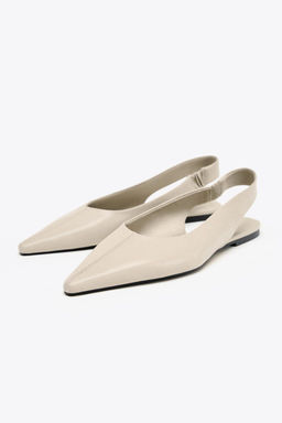 LEATHER SLINGBACK BALLERINA - Zara фото 3