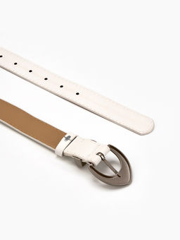 Ремень женский, 110×3 см, пряжка металл матовая, серебристая, белый