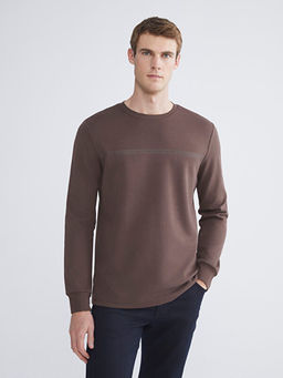 Bisiklet Yaka Bask?l? Erkek Sweatshirt