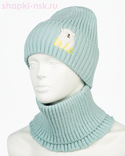18-36-L Комплект для девочки флис (колпак+снуд) (50-52)