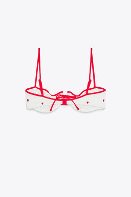 EMBROIDERED ELASTIC UNDERWIRED BIKINI TOP - Zara фото 5