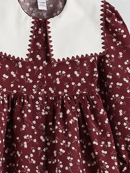 Bebe Yaka ?i?ekli K?z ?ocuk Elbise