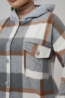 Рубашка женская в клетку с капюшоном РЖКК-01