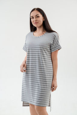 Туника женская из вискозы Полоса серо-белый макси - Амадэль фото 4