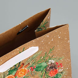 Пакет крафтовый вертикальный «Новогодний венок», MS 18 × 23 × 10 см - Дарите счастье фото 6