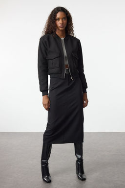 TRENDYOLMILLA Koyu Vizon Regular Kal?p Orme Kase Bomber Ceket Mont TWOAW25MO00085