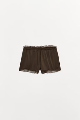 SHORTS FLUIDOS ENCAJE / Marr?n oscuro - Zara фото 6