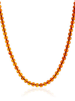 Классические бусы из натурального янтаря Шар коньячный