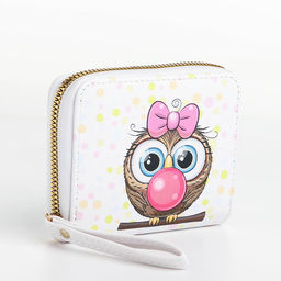 Кошелёк детский «Совёнок», на молнии, белый