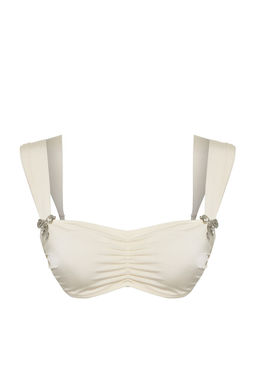 Ekru Kare Yaka Fiyonk Aksesuarl? Pretty Bikini Ustu TBESS25BU00036