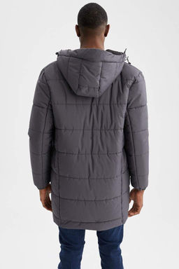 Водонепроницаемая длинная куртка-пуховик с капюшоном и принтом. Парка - Defacto фото 8