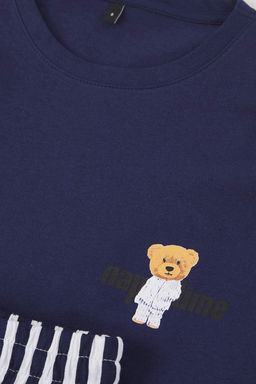 Lacivert Regular Cizgili Couple/Cift Orme Pijama Tak?m? TMNAW25PT00049