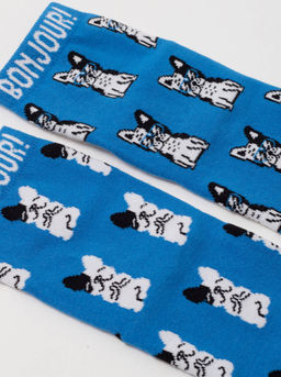 Цена за 2 пары. Носки Классические CONTE Хлопковые носки с рисунком French bulldog синий - Conte elegant фото 4