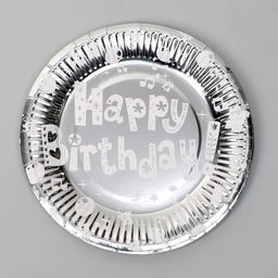 Тарелки бумажные С днём рождения, набор, 6 шт., цвет серебро