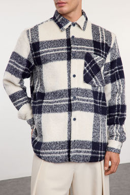 TRENDYOL MAN Ekru Unisex Oversize Fit K?sl?k Kareli Oduncu Gomlek Ceket TMNAW25GO00024 - Trendyolmilla фото 12