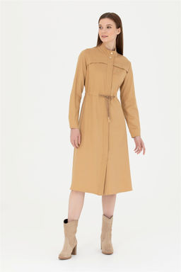 Женское тканое платье песочного цвета - U.s. polo assn фото 4