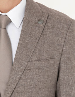 A__k Kahverengi Slim Fit Y_n Kar___ml_ Tak_m Elbise