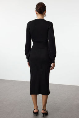 TRENDYOLMILLA Siyah Midi Triko A-Line Formda Elbise TWOAW25EL00023  фото 10