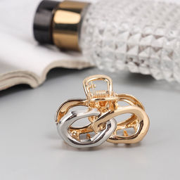 Цена за 6 шт. Крабик для волос «Хизер», звенья, 4.5 см, золото-серебро