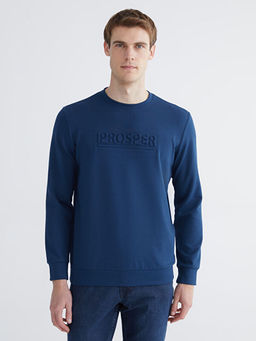 Bisiklet Yaka Bask?l? Erkek Sweatshirt