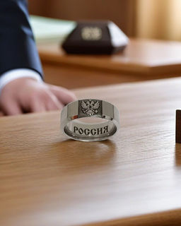 Кольцо из нержавеющей стали с гравировкой герба России