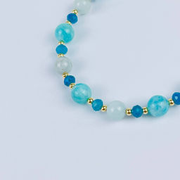 Браслет (Вишудха) регулируемый из Аквамарина, Апатита и Амазонита - Радуга самоцветов фото 4