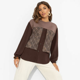 Свитшот с эффектом многослойности, Стиль по-взрослому (браун, нью)