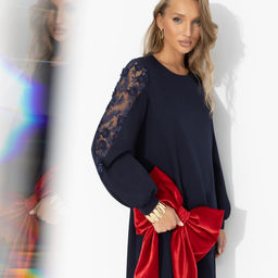 Платье с ажурными рукавами, Секрет любви (синее) - Charutti фото 3