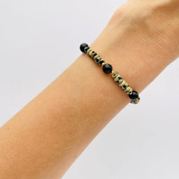 Браслет из перепелиной Яшмы и черного Турмалина - Радуга самоцветов фото 2