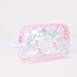 Косметичка на молнии для бассейна, с ручкой, с принтом Unicorn, розовая