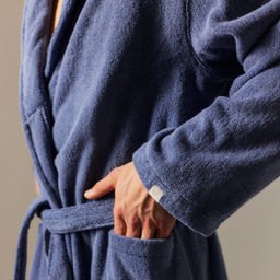 Халат махровый мужской SL HOME: Basic «Ривьера», размер M, хлопок 100%, синий