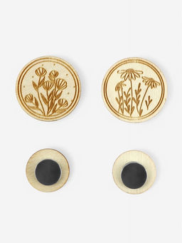 Игольница «Цветы» TEIRA, с магнитом, круглая, d=3 см, набор 2 шт., деревянная