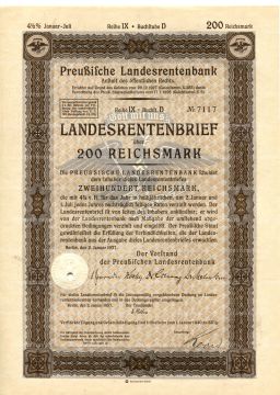 Облигация 4,5% 200 рейхсмарок 1937 года Германия
