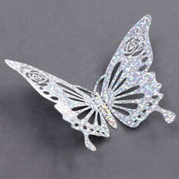 Набор для украшения Бабочки, набор 12 шт, цвет голография серебро - Страна карнавалия фото 3