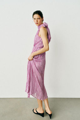 VESTIDO MIDI LUNARES LAZO / Rosa / Lila - Zara фото 6