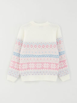 Bisiklet Yaka Desenli Uzun Kollu K?z ?ocuk Triko Kazak - Waikiki фото 2